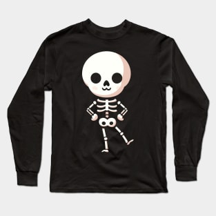 Cute Halloween Skeleton in a Dancing Pose | Halloween Design for Skeleton Lovers Long Sleeve T-Shirt